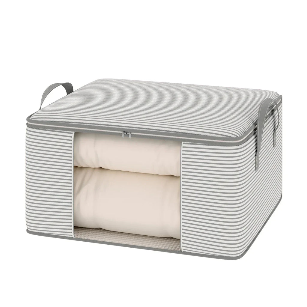 Stripe Zipper Style Storage Bag With Large Capacity