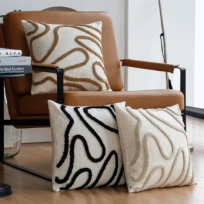 Boho Style Decorative Throw Pillow Cover Soft Geometric Lines