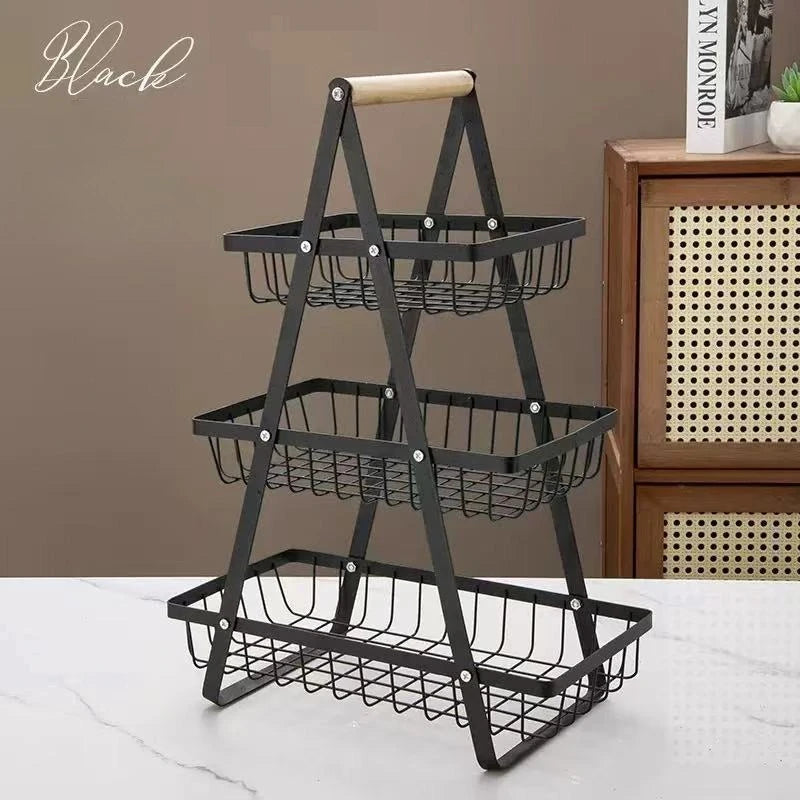 Iron Art Kitchen Organizer for Fruits Bread Snacks Storage Holder